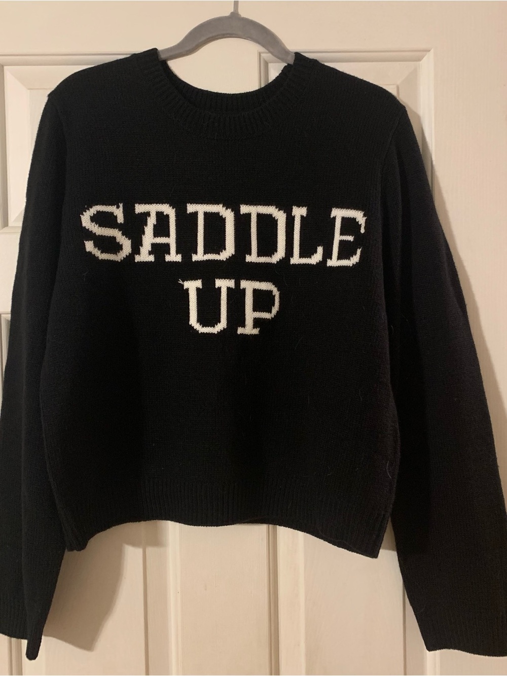 Wrangler Retro Saddle Up Black Western Cow Girl Crewneck Sweater XL